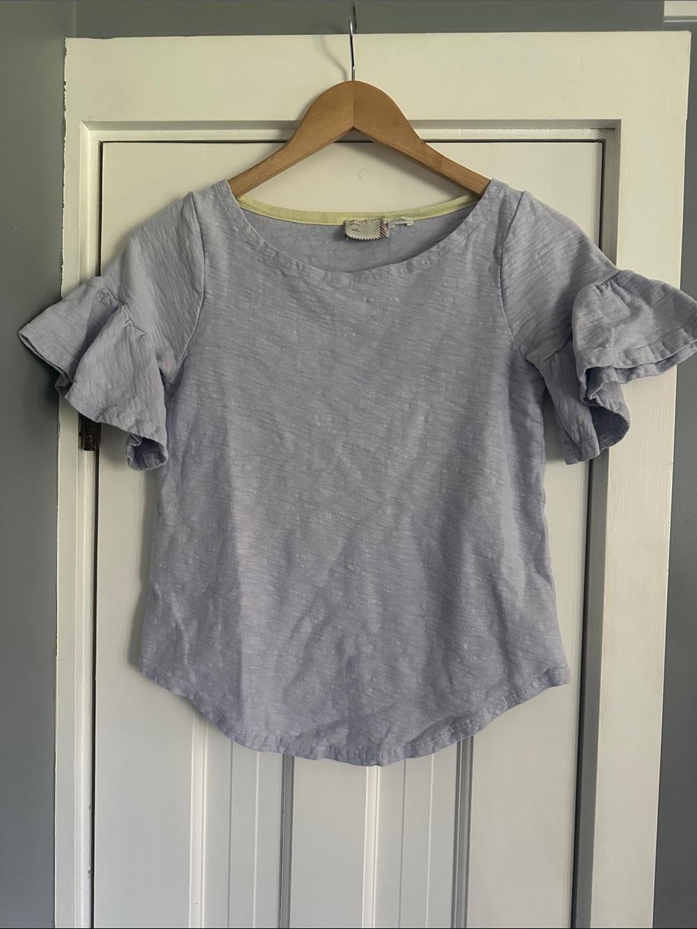 Anthropologie Postmark Christel Ruffle-Sleeve Top – Periwinkle Blue-XS